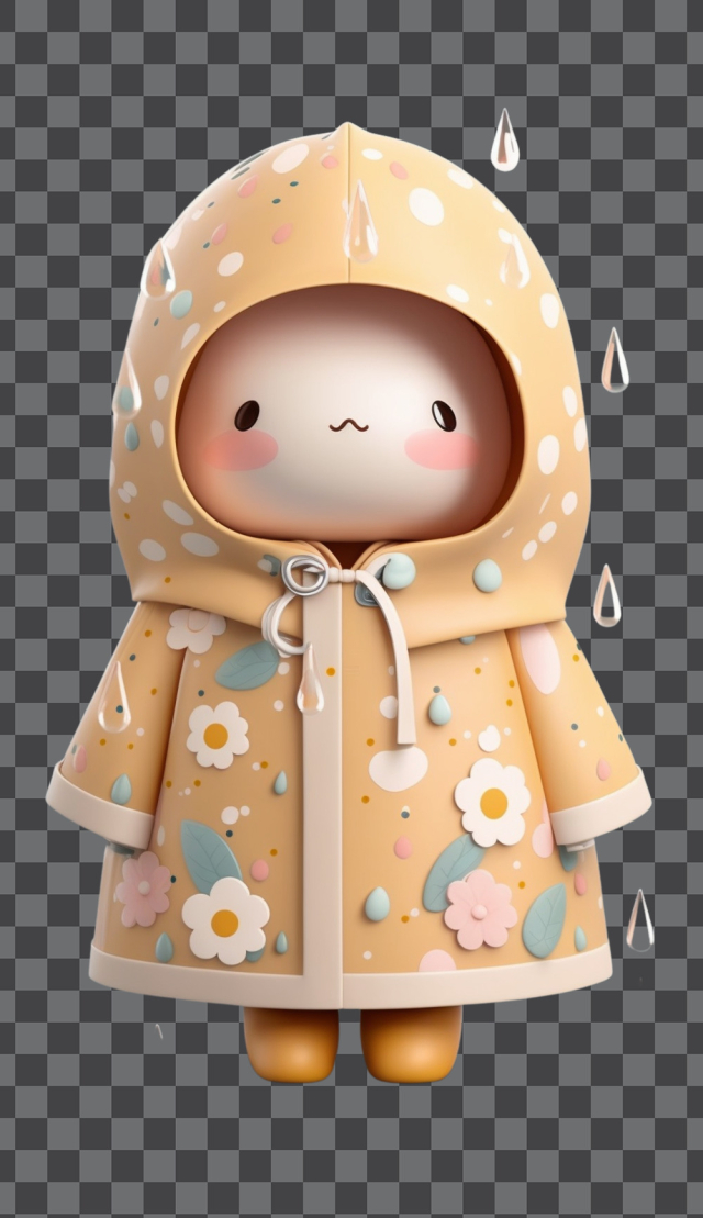 Kawaii cartoon raincoat PNG transparent