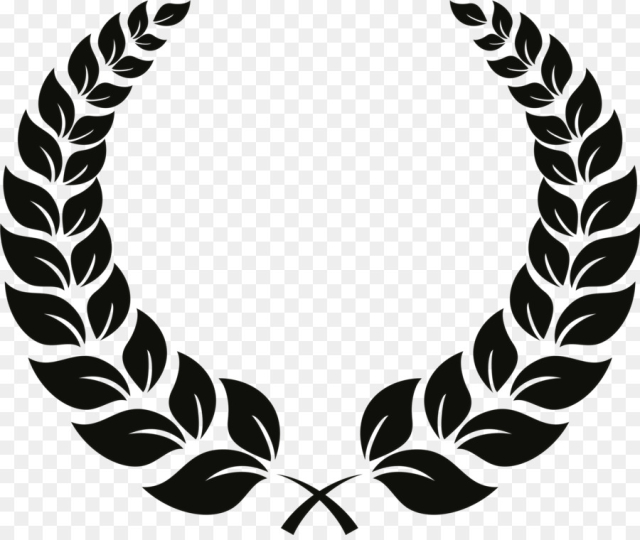 Laurel Wreath, Wreath, Bay Laurel, Blackandwhite, Monochrome PNG