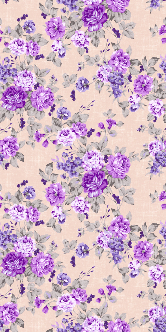 Lavender Floral Pattern on Beige Background