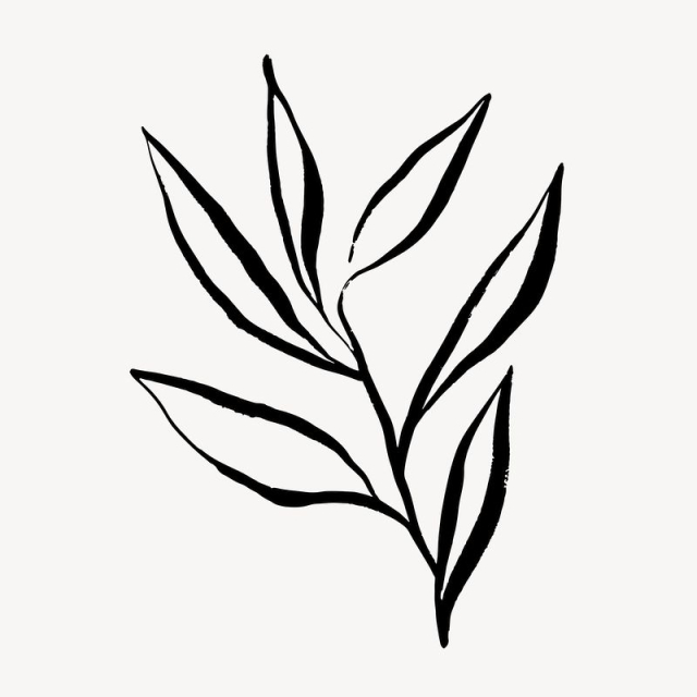 Leaf line art, Chinese brush | Free Photo - rawpixel