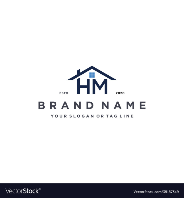 letter hm home logo design