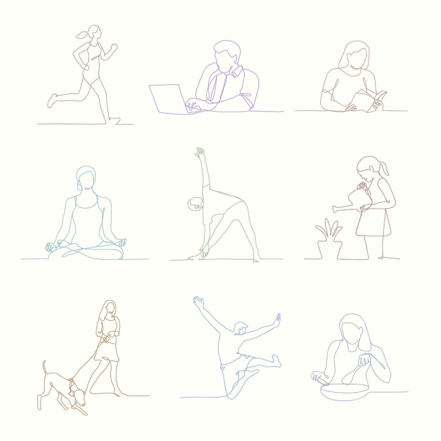 Lifestyle line art, diverse people | Free Vector Illustration - rawpixel