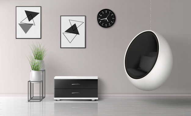 Living room interior realistic vector template Free Vector