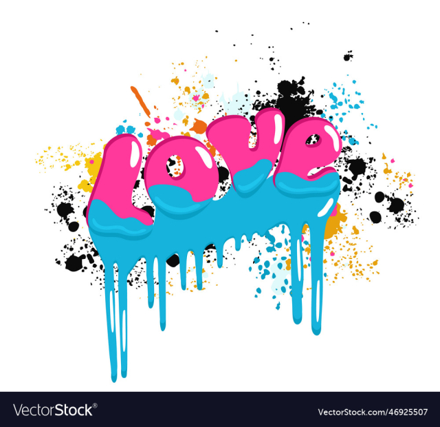 love bright lettering in graffiti style