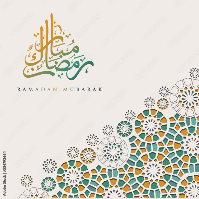 Luxurious and elegant design Ramadan kareem with arabic calligraphy and Islamic ornamental colorful detail of mosaic for islamic greeting.Vector illustration.