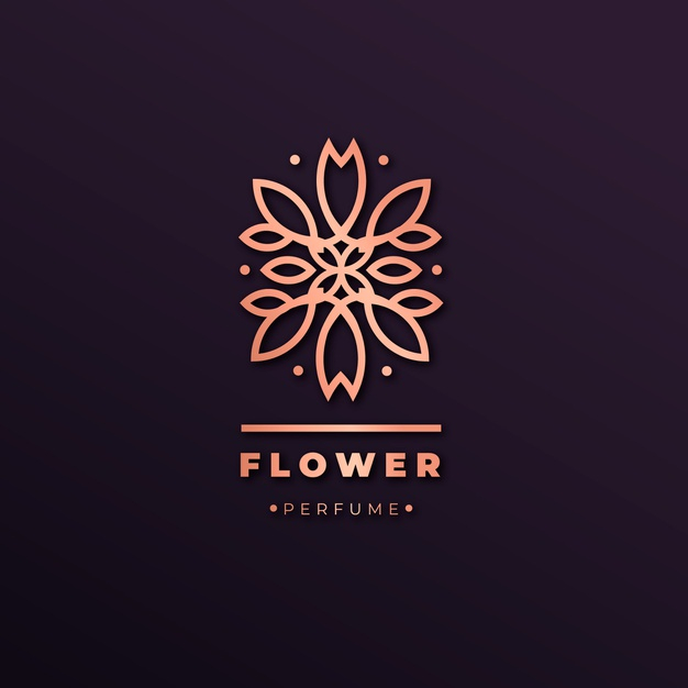 Luxury floral perfume logo Free Vector