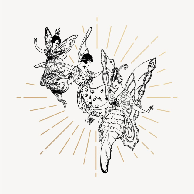 Magical fairies clipart, vintage mythical | Free Vector Illustration - rawpixel