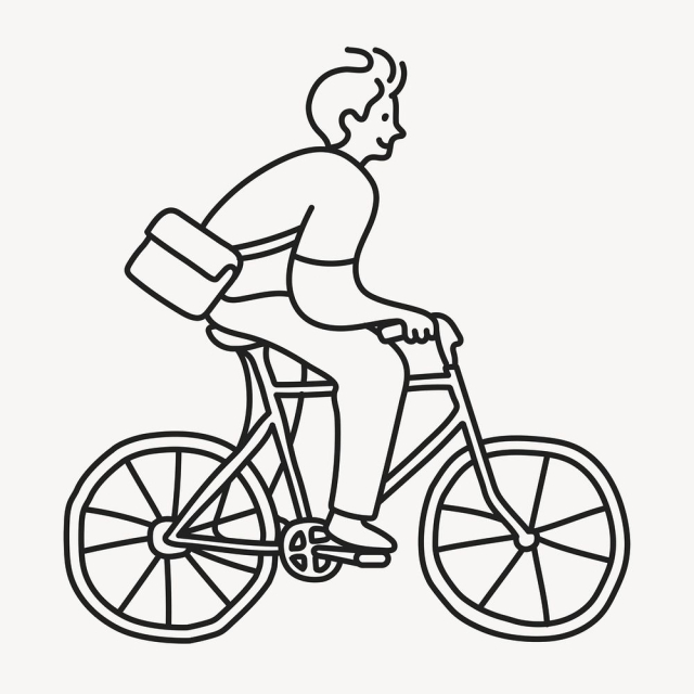 Man riding bike sticker, sustainable | Free PSD Illustration - rawpixel