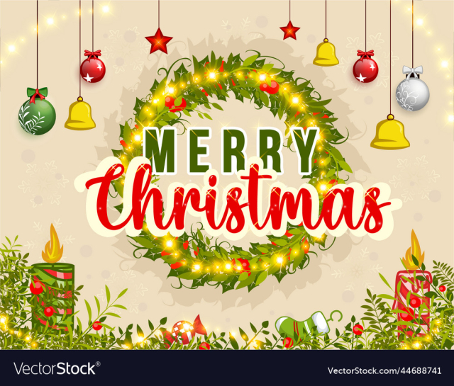 merry christmas background with wreath