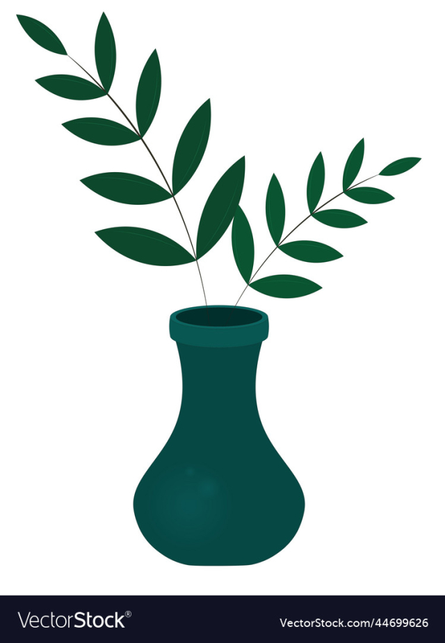 minimal decor dark turquoise vase with two palm
