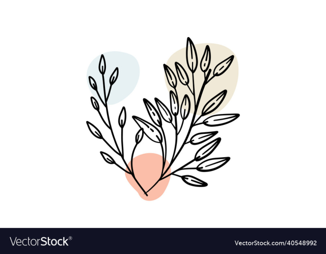 minimalist abstract leafs line art