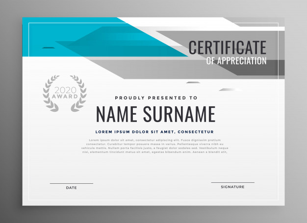 Modern geometric certificate of appreciation template Free Vector