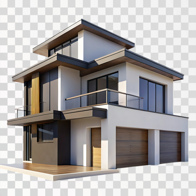 Modern Two-Story House with Large Windows