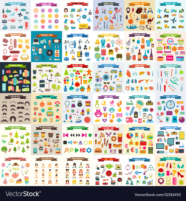 multicolored icons with tape on topic 36