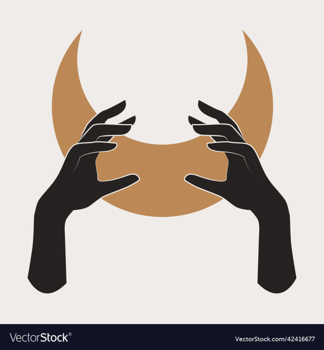 mystical female hands logo in minimal linear style