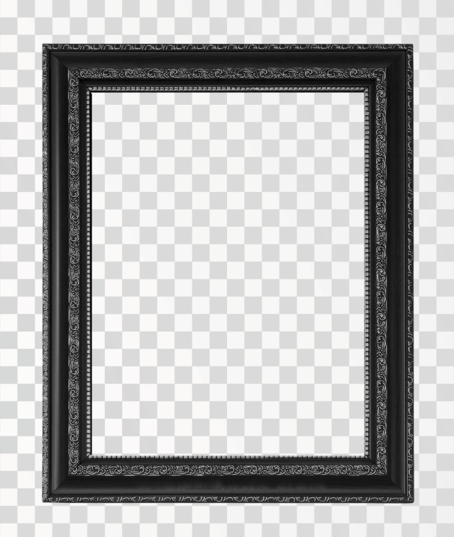 Old Antique Black Picture frame, png transparent background
