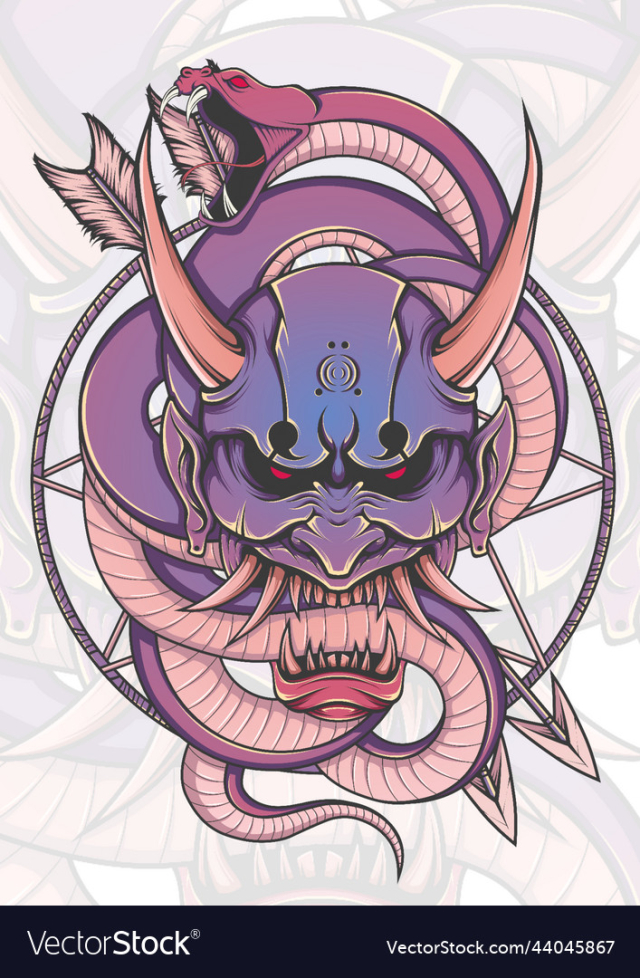 oni mask with snake