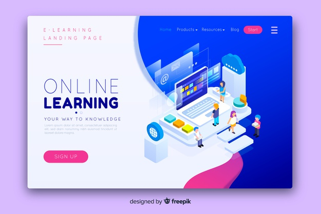 Online education landing page Free Vector
