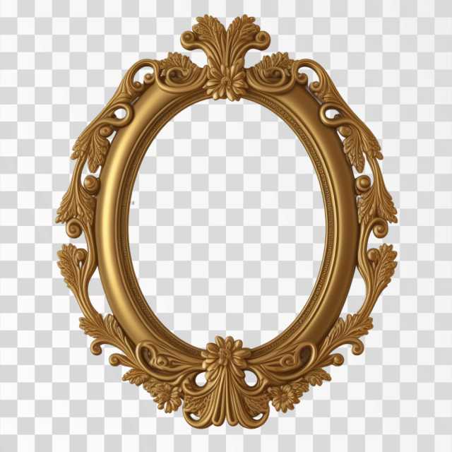 oval vintage gold picture frame PNG transparent