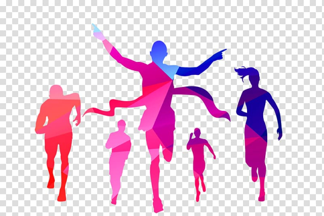 People running illustration, Allahabad Sport Indira Marathon Running, Color Motion Silhouette transparent background PNG clipart