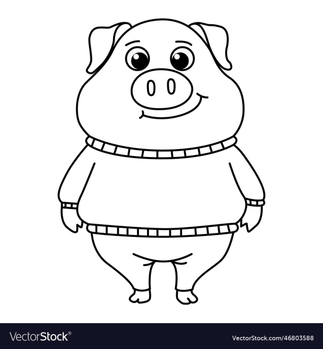 pig character cartoon coloring page for