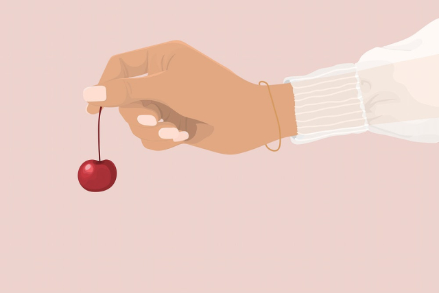 Pink cherry background, fruit border | Free PSD Illustration - rawpixel