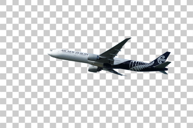 PNG Airplane in Flight with Clear Blue Sky