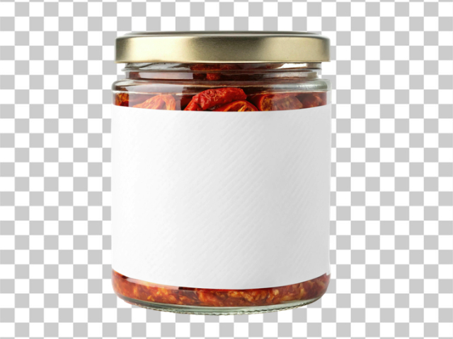 PNG Glass Jar with Blank Label Filled with Dried Tomatoes