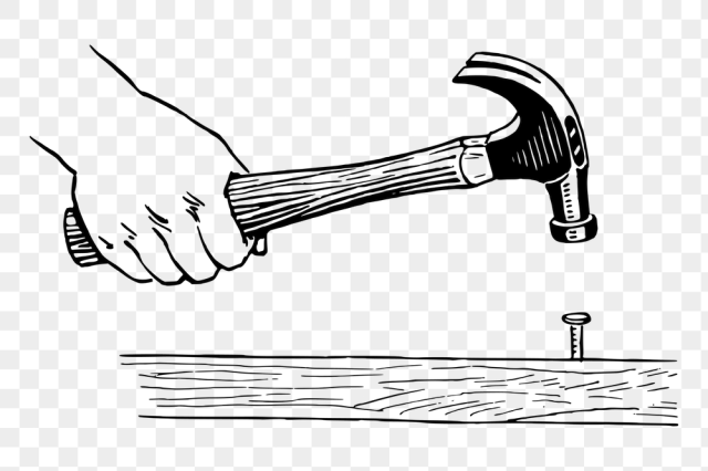 Png hand holding hammer sticker, | Free PNG - rawpixel