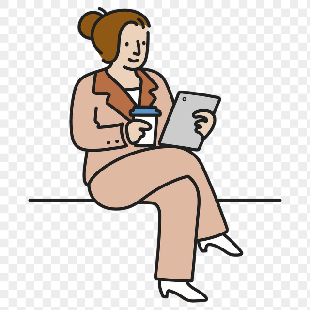 Png woman holding tablet sticker, | Free PNG Illustration - rawpixel