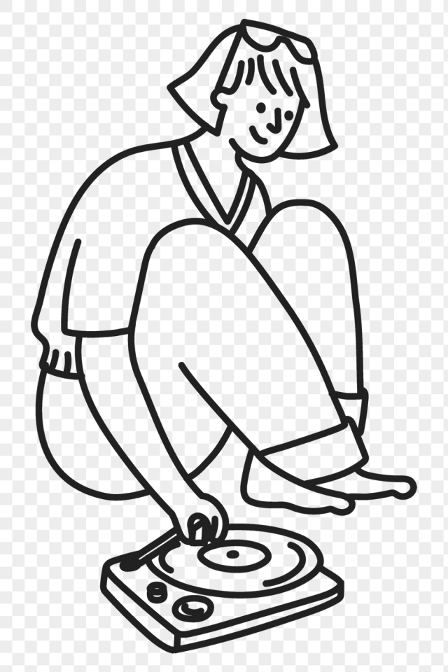 Png woman listening to music | Free PNG Illustration - rawpixel