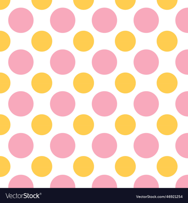 polka dot pink and yellow seamless pattern on whit