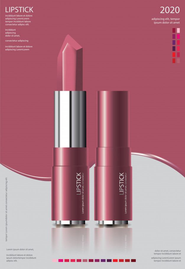 Poster cosmetic lipstick advert Free Vector