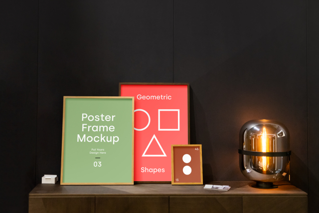 Poster Frames Mockup geometric poster frame mockup put yours 45 design here 03 shapes 13 
