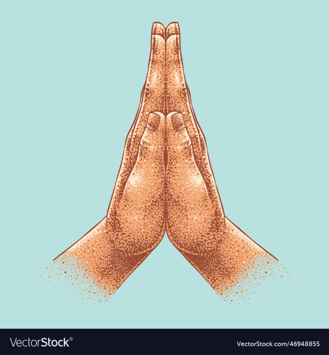 praying hands drawing in pointilism technique