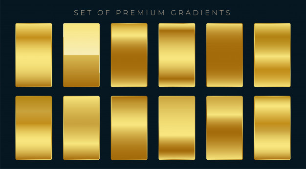 Premium set of golden gradients Free Vector