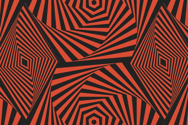 Psychedelic optical illusion background Free Vector