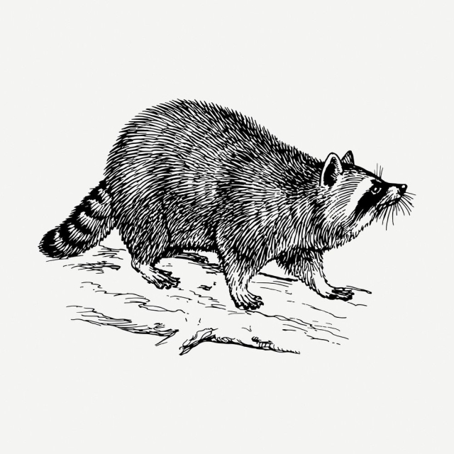 Raccoon drawing, vintage wildlife illustration | Free PSD - rawpixel
