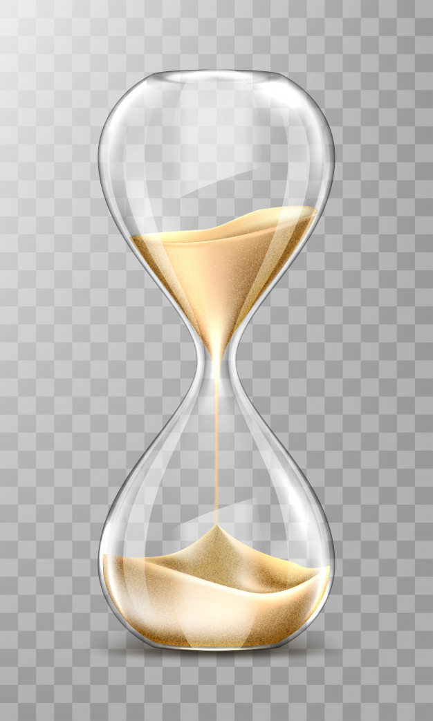 Realistic hourglass, transparent sand clock Free Vector