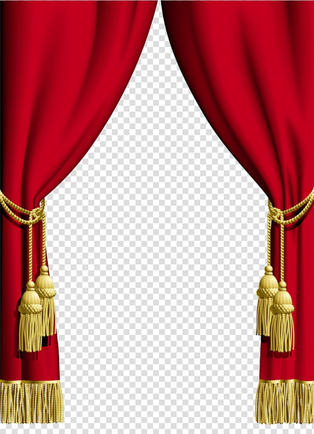 Red and yellow stage curtain border, Window Curtain rod , Red curtains transparent background PNG clipart