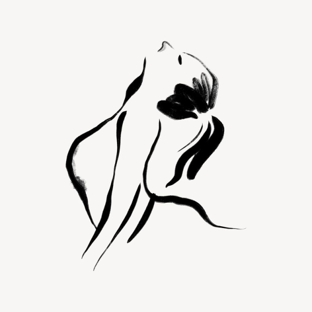 Relaxing pose collage element, drawing | Free Photo - rawpixel