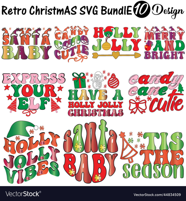 retro christmas svg bundle