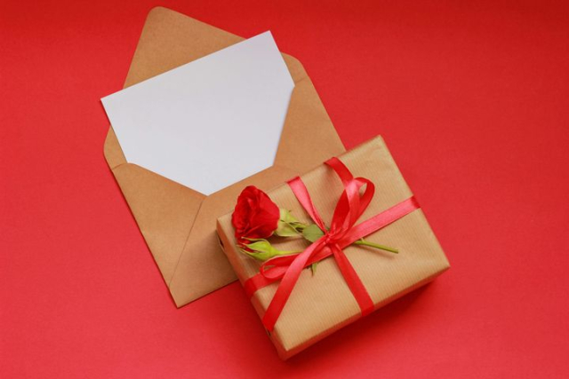 Romantic Gift Package with Rose and Envelope