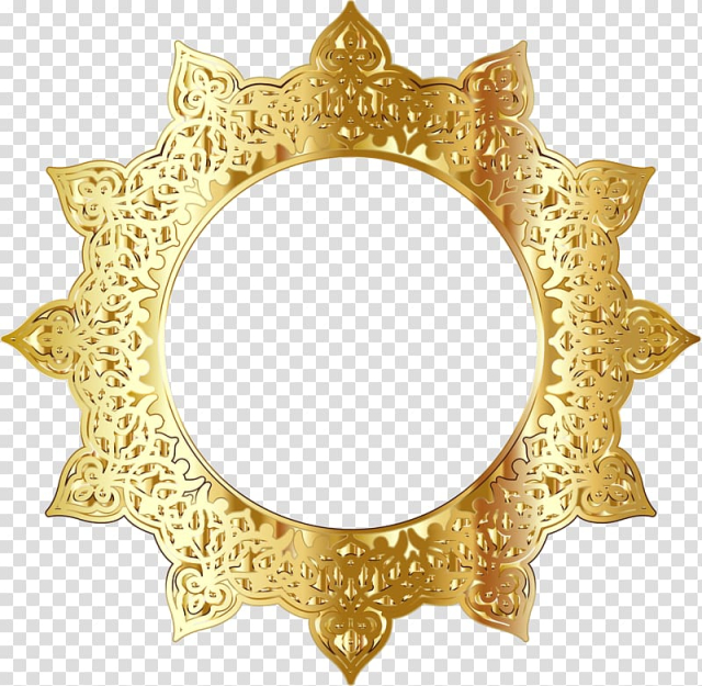 Golden round frame png online
