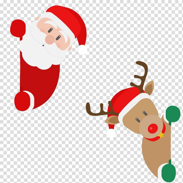 Santa Claus and Reindeer illustration, Santa Claus's reindeer Christmas Santa Claus's reindeer, Cartoon Christmas Santa and deer transparent background PNG clipart