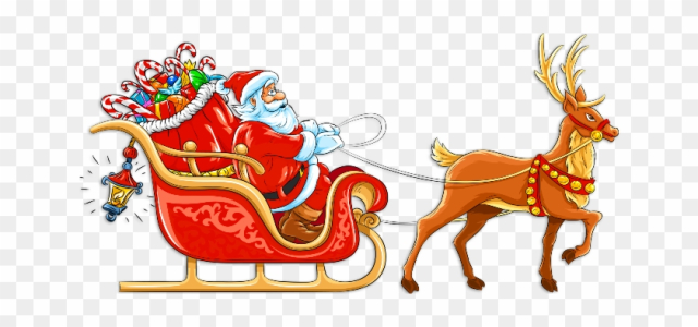 Santa Claus With Reindeer Clipart - Santa Claus With Sleigh