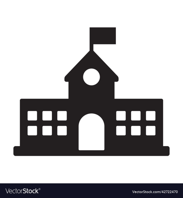 school building with flag filled icon