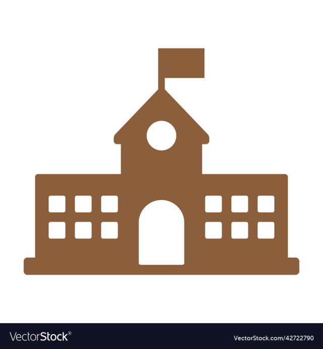 school building with flag filled icon