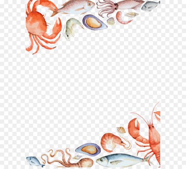 Seafood Crab - Vector seafood border background