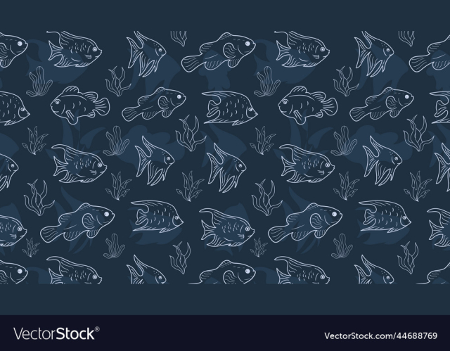 seamless fish pattern blue background design